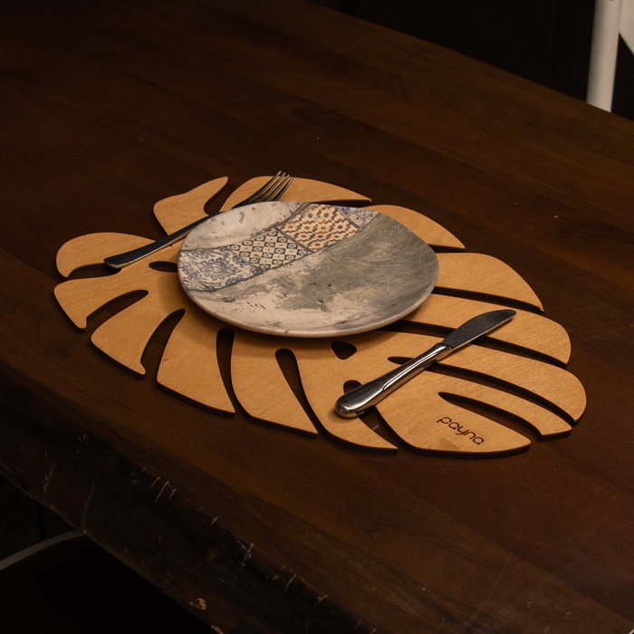 Hermia Juego de Salvamanteles Monstera - Honey de Madera, 6 Piezas